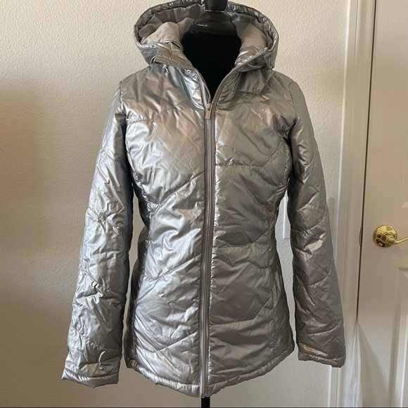 Puma Hooded Puffer Jacket Size Medium Silver - Picture 2 of 16